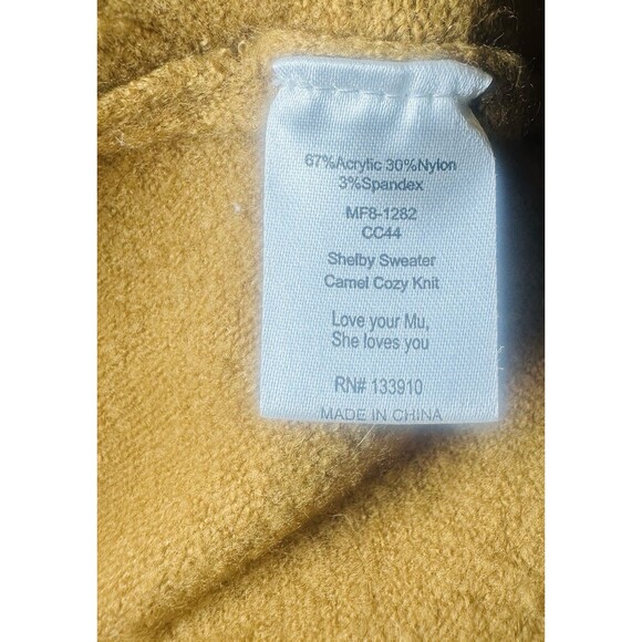 Show Me Your Mumu Shelby Camel Cozy Knit Sweater Front Tie Crop LARGE *PILLING* - Picture 9 of 12
